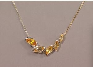 Affinity Gems Gradient Semi-Bezel Necklace, 14K Plated, Citrine
